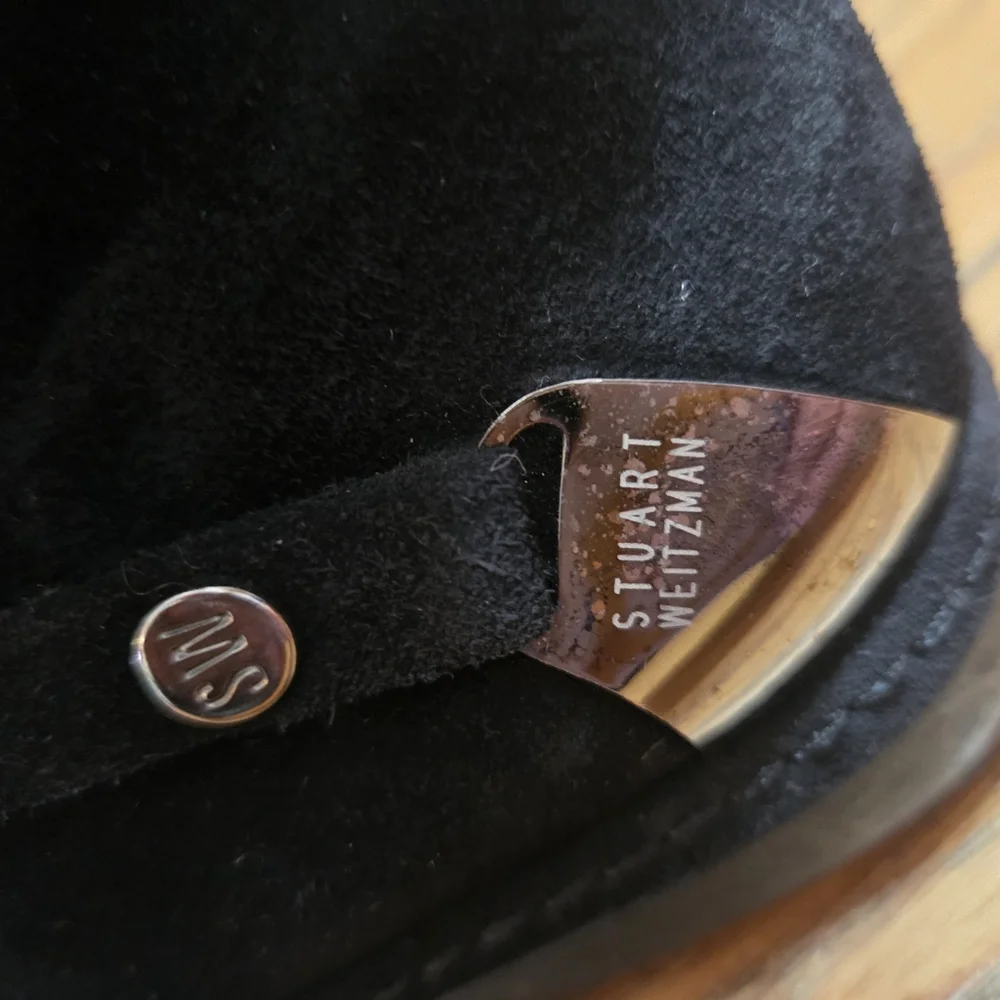 Stuart Weitzman Black Suede Sherpa Ankle Boots Size 9.5